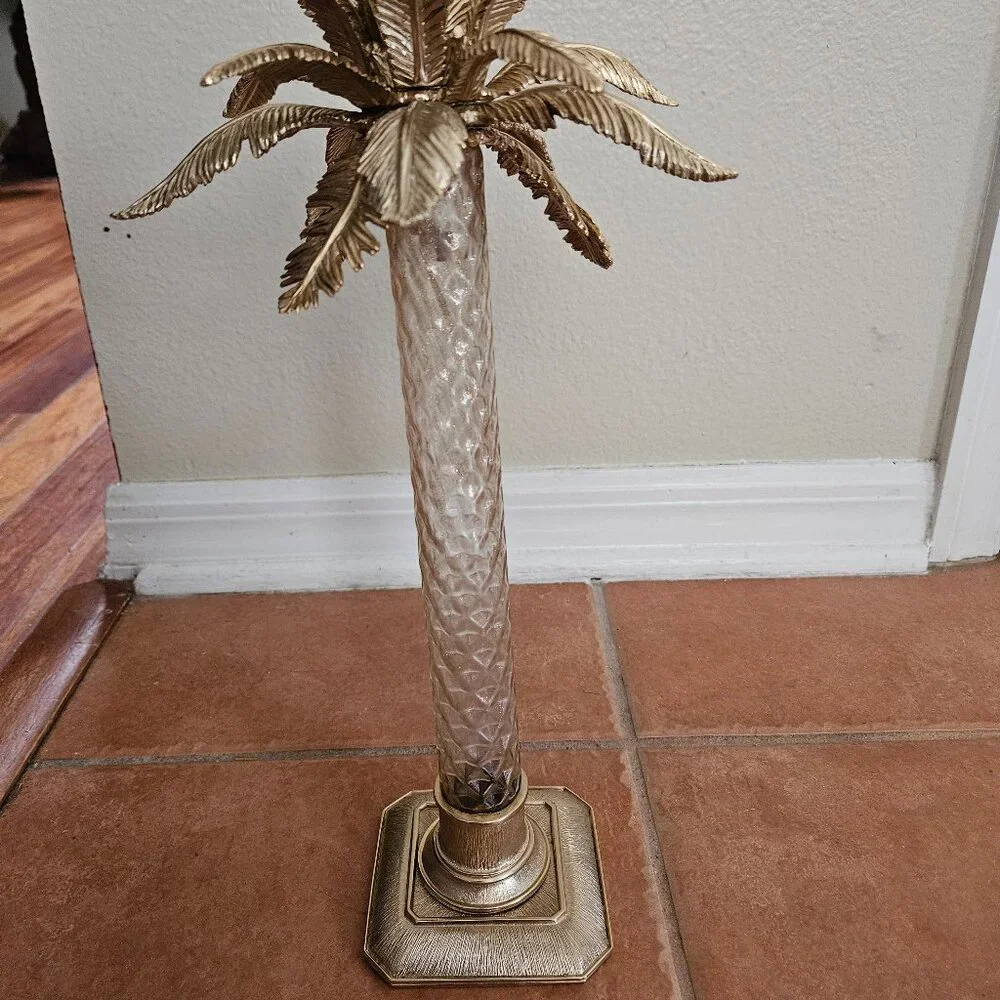 NWT JAY STRONGWATER FLORA & FAUNA PALM TREE ENAMEL CRYSTAL CANDLE HOLDER OBJET